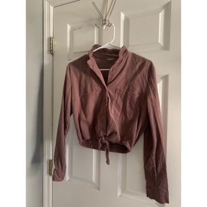 Cropped Long Sleeve Button Down